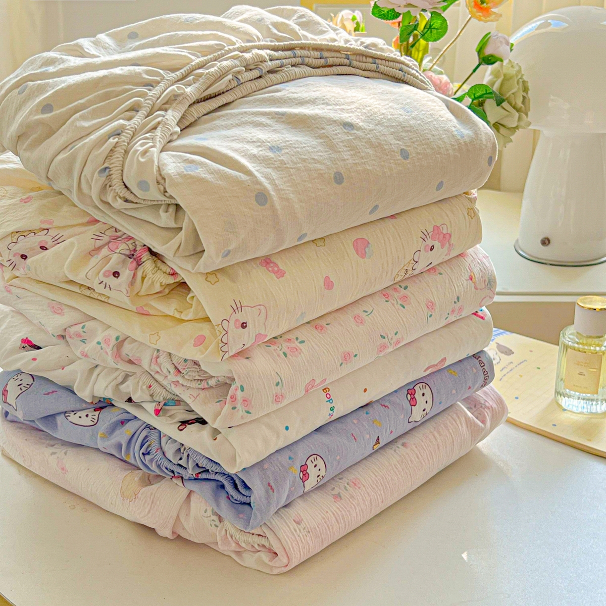 91家纺网 家纺一手货源 找家纺 繁花家居 2026新款泡芙棉云感木棉邹邹纱单床笠床单单件学生床 组合图仅供展示不可下单