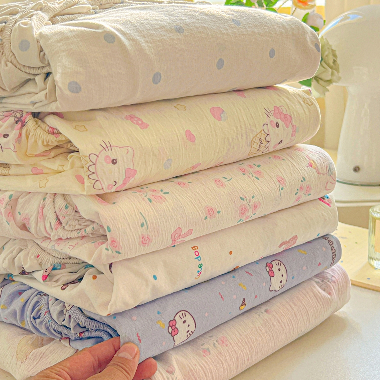 91家纺网 家纺一手货源 找家纺 繁花家居 2026新款泡芙棉云感木棉邹邹纱单床笠床单单件学生床 组合图仅供展示不可下单