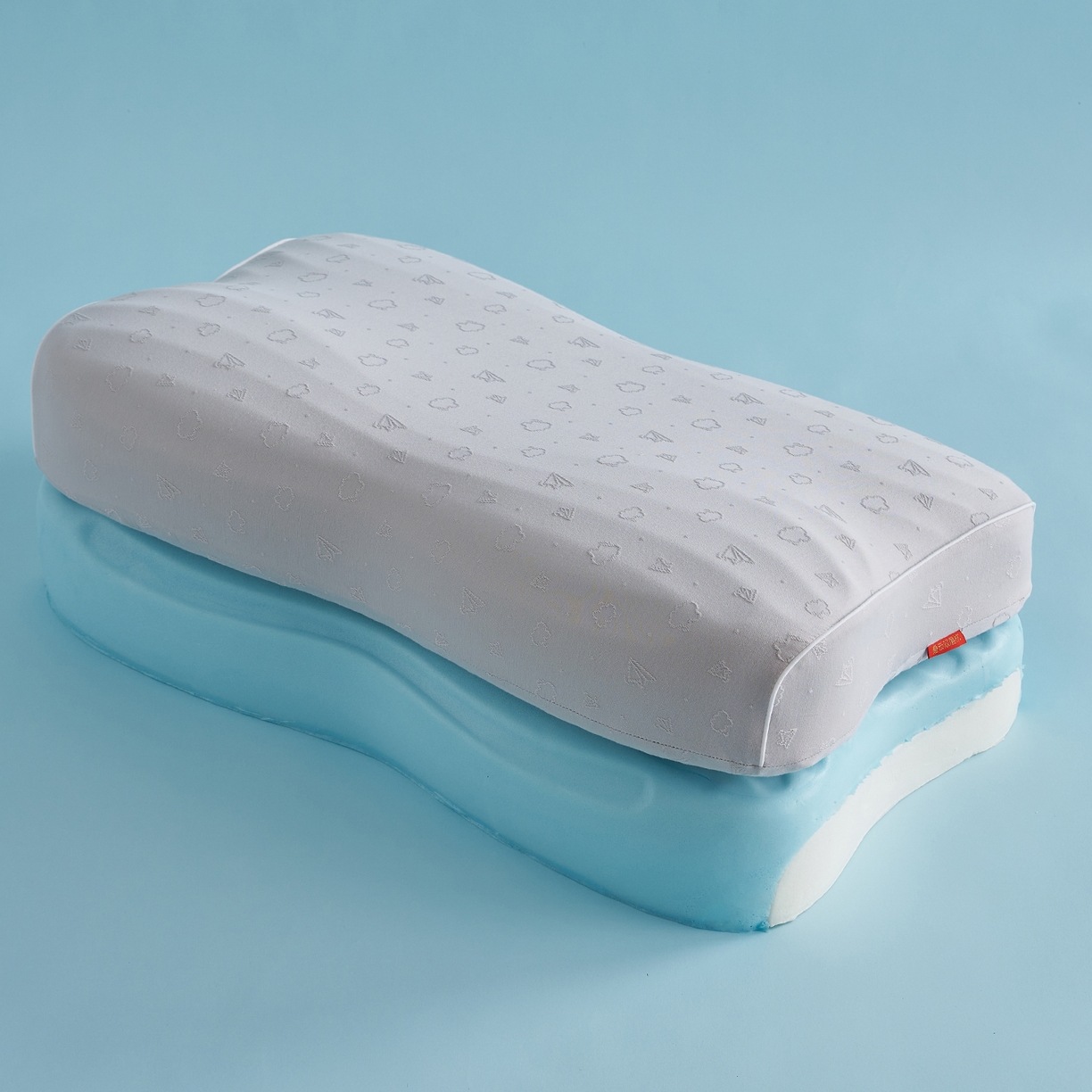 91家纺网 家纺一手货源 找家纺 鼎盛乳胶 2026新款零压记忆棉枕叠云双层枕枕头枕芯 男款灰