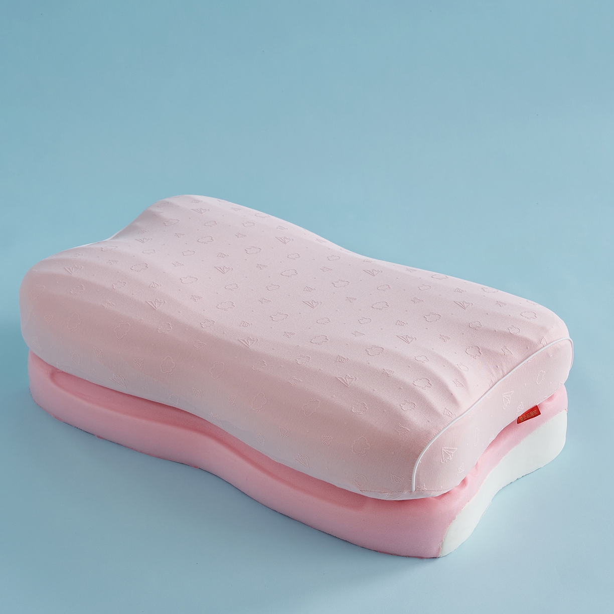 91家纺网 家纺一手货源 找家纺 鼎盛乳胶 2026新款零压记忆棉枕叠云双层枕枕头枕芯 女款粉