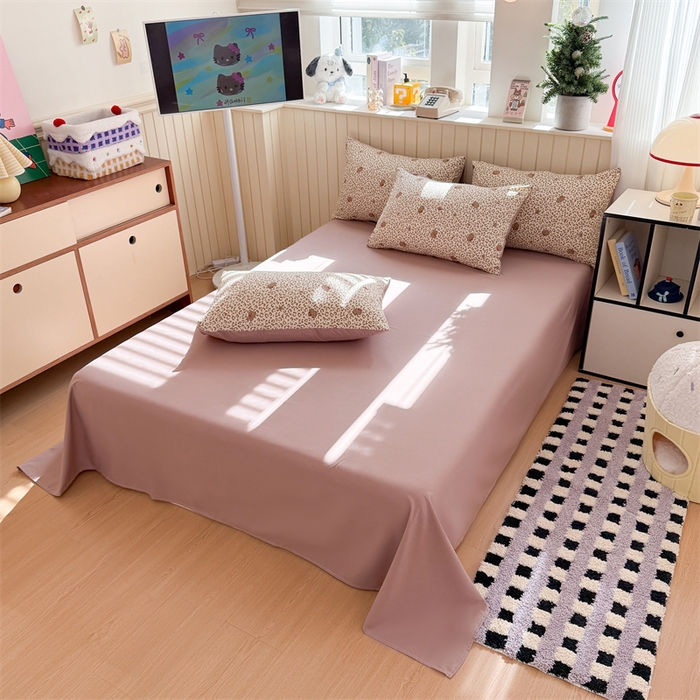 91家纺网 家纺一手货源 找家纺 夜笙家纺 2026新款古法水洗仿棉云感四件套 豹纹猫