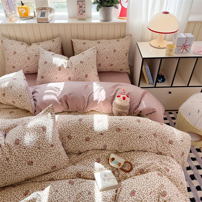 91家纺网 家纺一手货源 找家纺 夜笙家纺 2026新款古法水洗仿棉云感四件套 豹纹猫