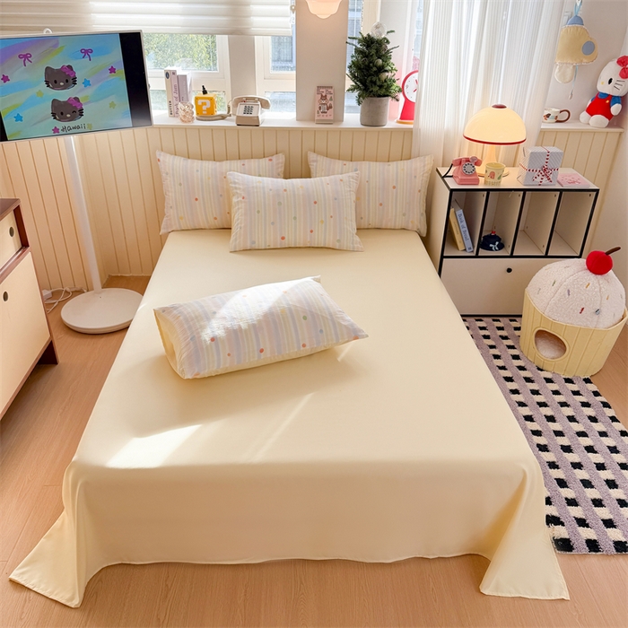 91家纺网 家纺一手货源 找家纺 夜笙家纺 2026新款古法水洗仿棉云感四件套 彩虹圆点