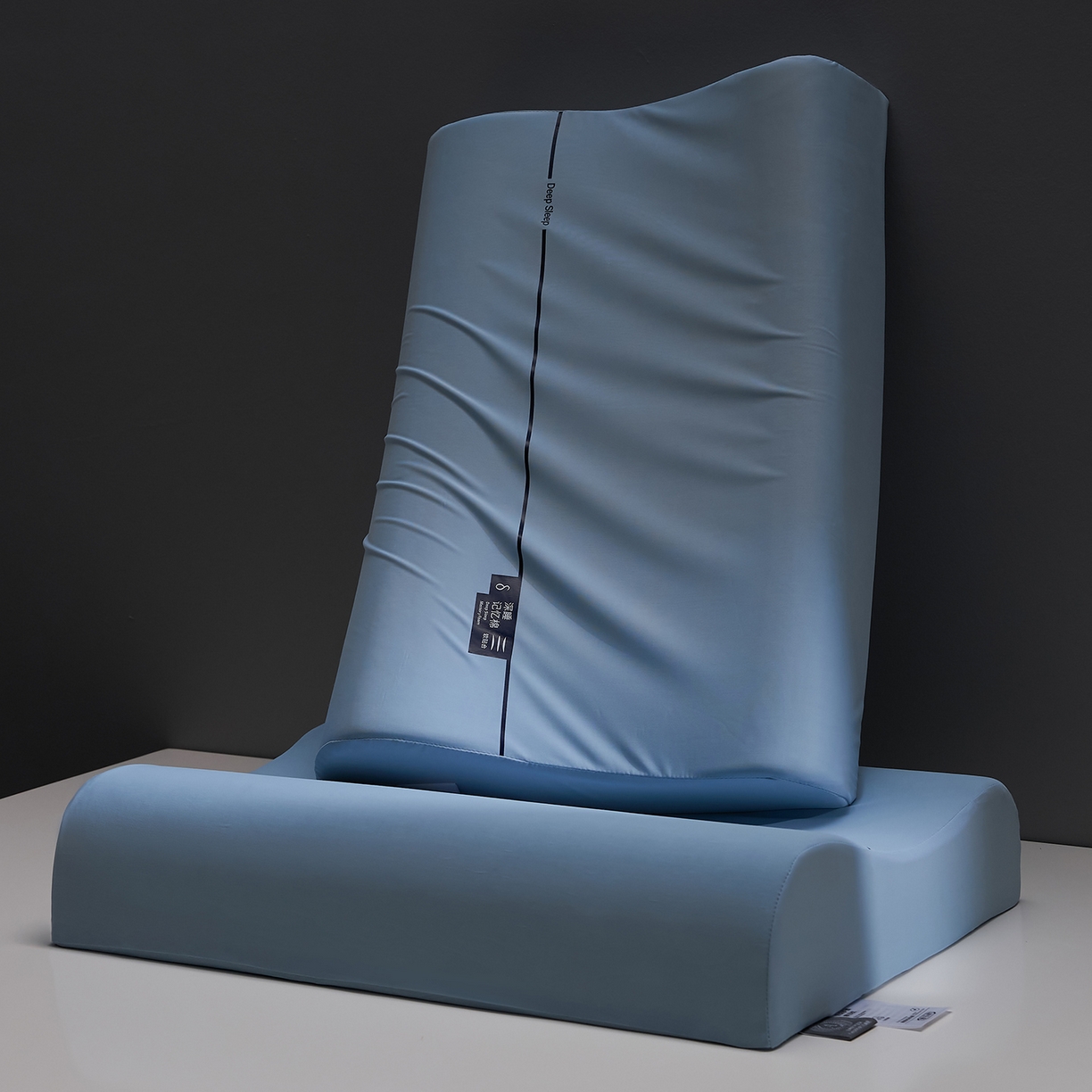 91家纺网 家纺一手货源 找家纺 鼎盛乳胶 2026新款深睡记忆棉波浪枕枕头枕芯 蓝