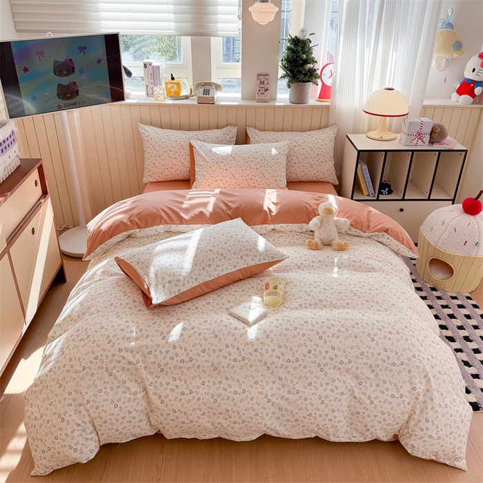 91家纺网 家纺一手货源 找家纺 夜笙家纺 2026新款古法水洗仿棉云感四件套 花田