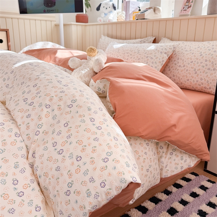 91家纺网 家纺一手货源 找家纺 夜笙家纺 2026新款古法水洗仿棉云感四件套 花田