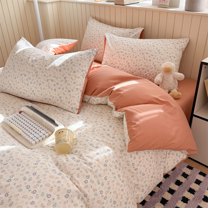 91家纺网 家纺一手货源 找家纺 夜笙家纺 2026新款古法水洗仿棉云感四件套 花田