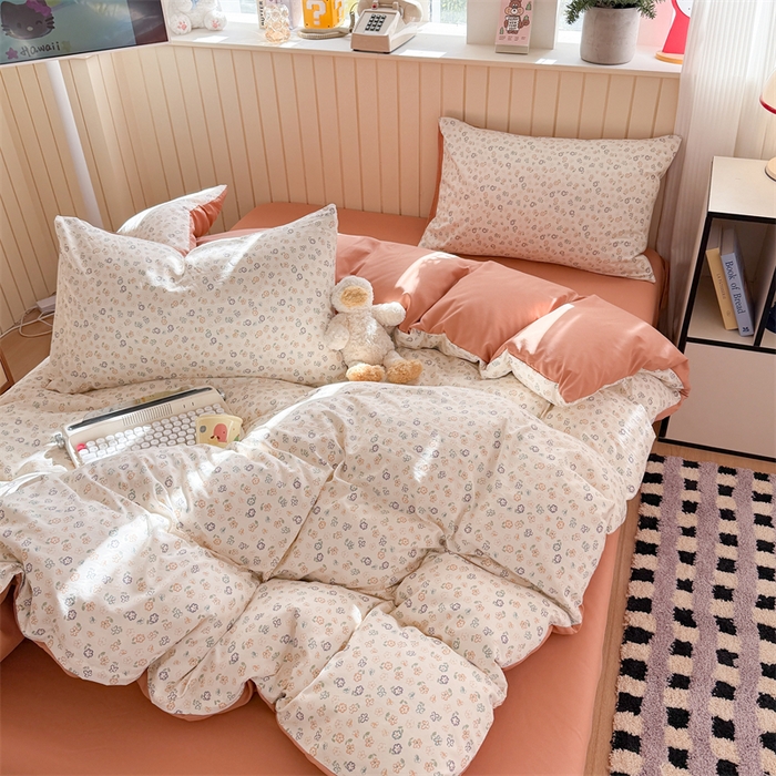 91家纺网 家纺一手货源 找家纺 夜笙家纺 2026新款古法水洗仿棉云感四件套 花田