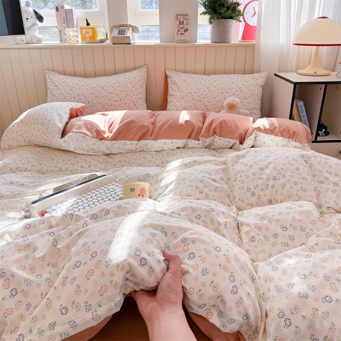 91家纺网 家纺一手货源 找家纺 夜笙家纺 2026新款古法水洗仿棉云感四件套 花田