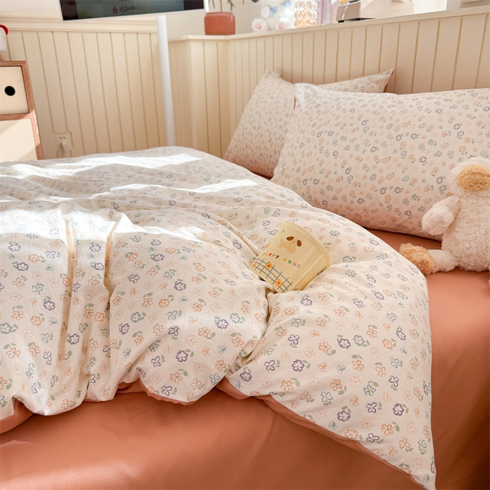 91家纺网 家纺一手货源 找家纺 夜笙家纺 2026新款古法水洗仿棉云感四件套 花田