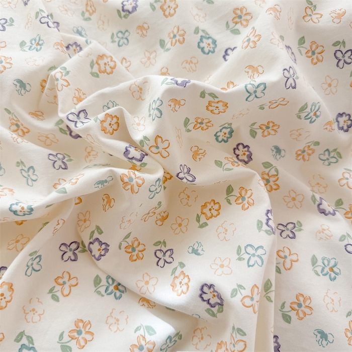 91家纺网 家纺一手货源 找家纺 夜笙家纺 2026新款古法水洗仿棉云感四件套 花田