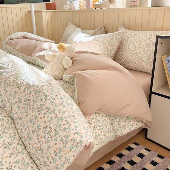 夜笙家纺 2026新款古法水洗仿棉云感四件套 花田错