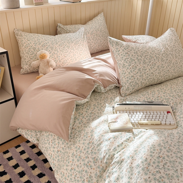 91家纺网 家纺一手货源 找家纺 夜笙家纺 2026新款古法水洗仿棉云感四件套 花田错