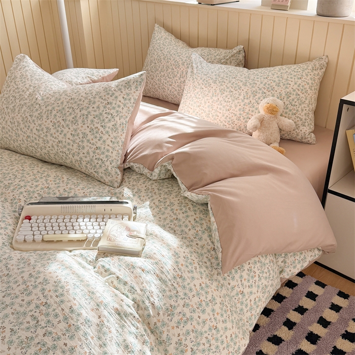 91家纺网 家纺一手货源 找家纺 夜笙家纺 2026新款古法水洗仿棉云感四件套 花田错