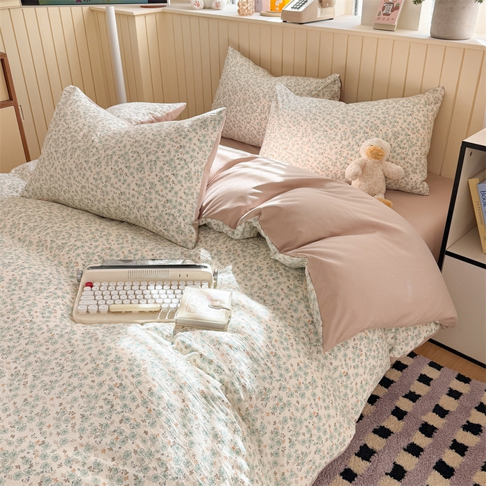 91家纺网 家纺一手货源 找家纺 夜笙家纺 2026新款古法水洗仿棉云感四件套 花田错