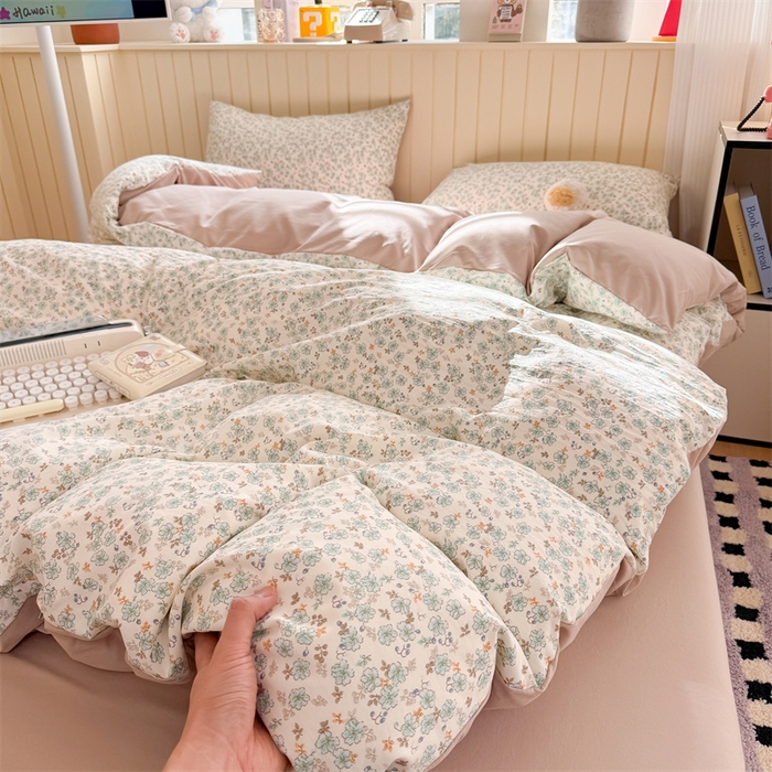 91家纺网 家纺一手货源 找家纺 夜笙家纺 2026新款古法水洗仿棉云感四件套 花田错