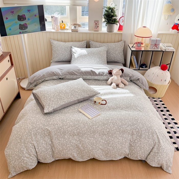 91家纺网 家纺一手货源 找家纺 夜笙家纺 2026新款古法水洗仿棉云感四件套 华茵春日