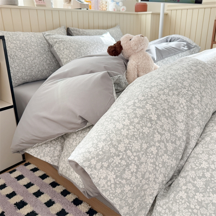 91家纺网 家纺一手货源 找家纺 夜笙家纺 2026新款古法水洗仿棉云感四件套 华茵春日