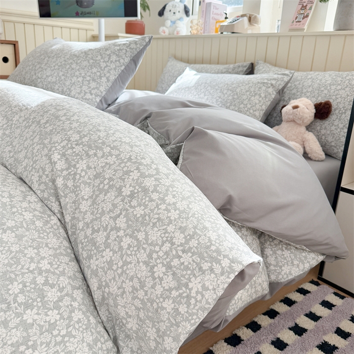 91家纺网 家纺一手货源 找家纺 夜笙家纺 2026新款古法水洗仿棉云感四件套 华茵春日