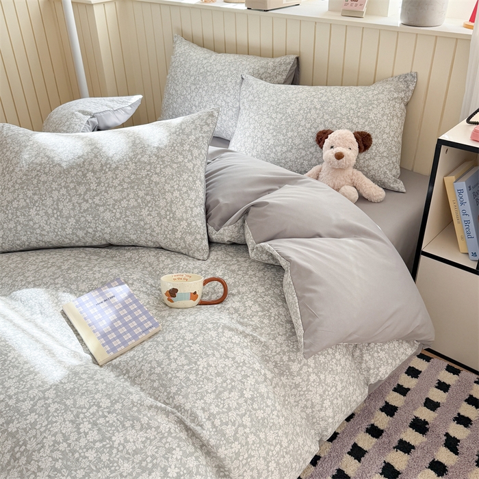 91家纺网 家纺一手货源 找家纺 夜笙家纺 2026新款古法水洗仿棉云感四件套 华茵春日