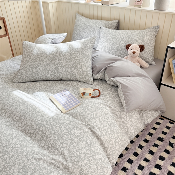 91家纺网 家纺一手货源 找家纺 夜笙家纺 2026新款古法水洗仿棉云感四件套 华茵春日