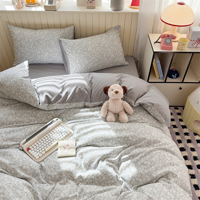 91家纺网 家纺一手货源 找家纺 夜笙家纺 2026新款古法水洗仿棉云感四件套 华茵春日