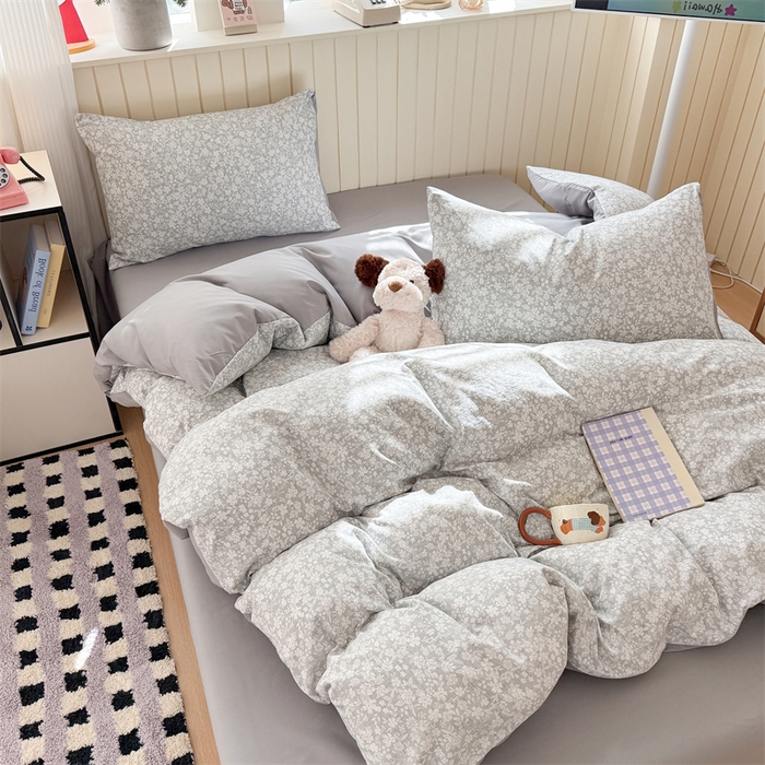 91家纺网 家纺一手货源 找家纺 夜笙家纺 2026新款古法水洗仿棉云感四件套 华茵春日