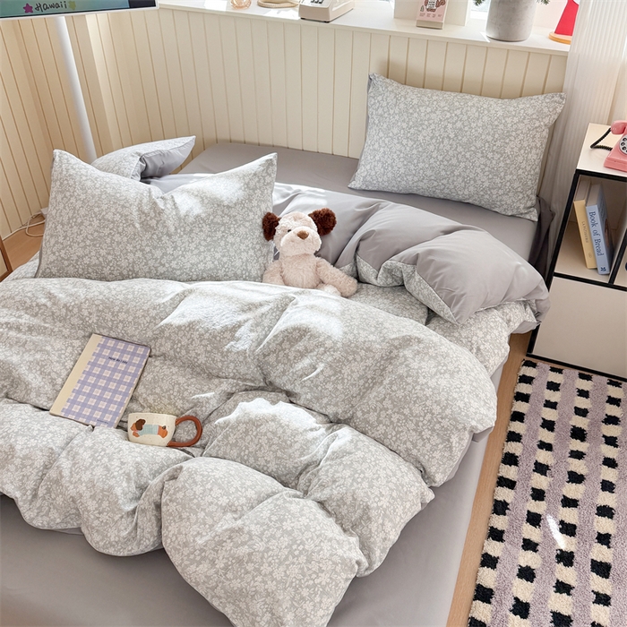 91家纺网 家纺一手货源 找家纺 夜笙家纺 2026新款古法水洗仿棉云感四件套 华茵春日