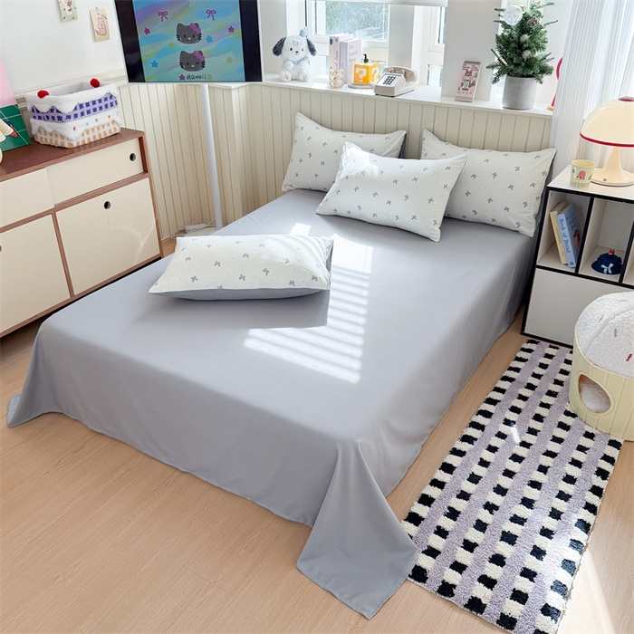 91家纺网 家纺一手货源 找家纺 夜笙家纺 2026新款古法水洗仿棉云感四件套 灰蝴蝶