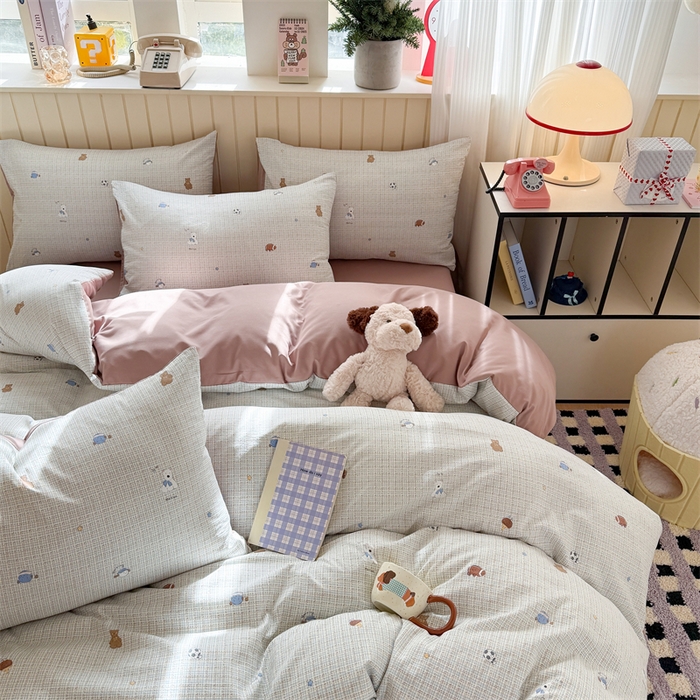 91家纺网 家纺一手货源 找家纺 夜笙家纺 2026新款古法水洗仿棉云感四件套 梦之园