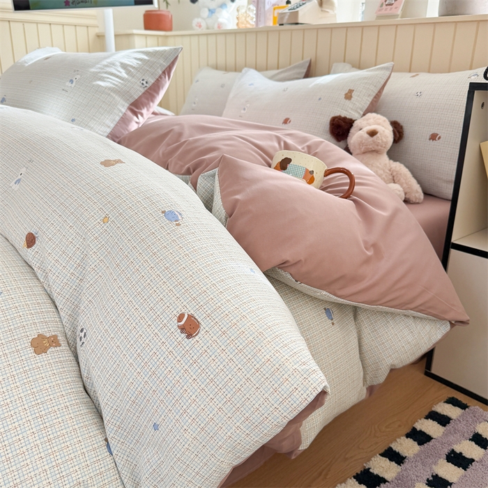 91家纺网 家纺一手货源 找家纺 夜笙家纺 2026新款古法水洗仿棉云感四件套 梦之园