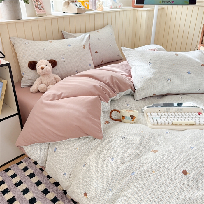 91家纺网 家纺一手货源 找家纺 夜笙家纺 2026新款古法水洗仿棉云感四件套 梦之园