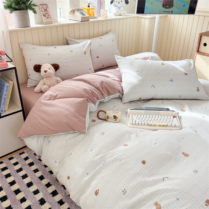 91家纺网 家纺一手货源 找家纺 夜笙家纺 2026新款古法水洗仿棉云感四件套 梦之园