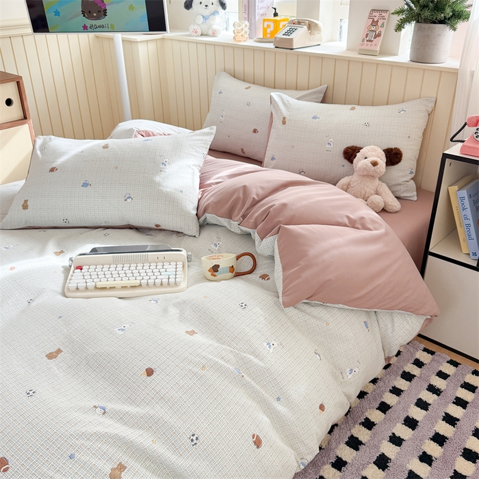 91家纺网 家纺一手货源 找家纺 夜笙家纺 2026新款古法水洗仿棉云感四件套 梦之园