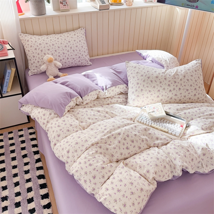 91家纺网 家纺一手货源 找家纺 夜笙家纺 2026新款古法水洗仿棉云感四件套 念花溪