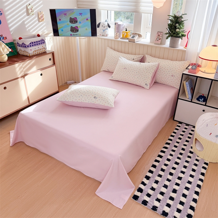 91家纺网 家纺一手货源 找家纺 夜笙家纺 2026新款古法水洗仿棉云感四件套 软芙小狗