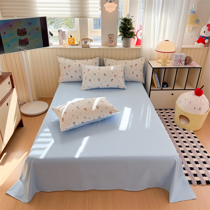 91家纺网 家纺一手货源 找家纺 夜笙家纺 2026新款古法水洗仿棉云感四件套 童趣甜日