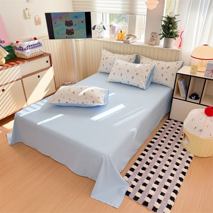 91家纺网 家纺一手货源 找家纺 夜笙家纺 2026新款古法水洗仿棉云感四件套 童趣甜日