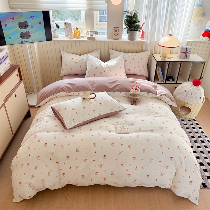 91家纺网 家纺一手货源 找家纺 夜笙家纺 2026新款古法水洗仿棉云感四件套 星星崽