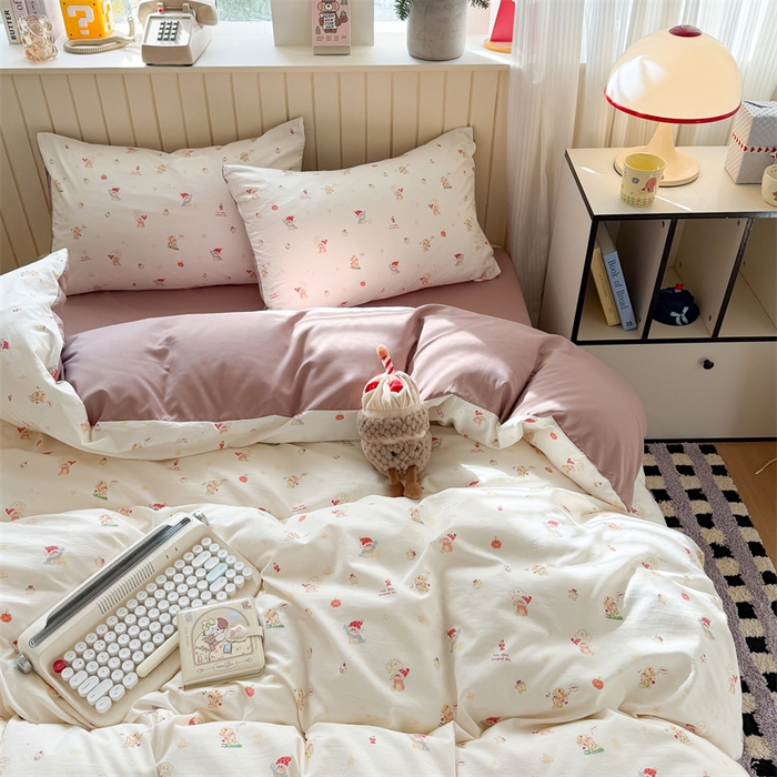 91家纺网 家纺一手货源 找家纺 夜笙家纺 2026新款古法水洗仿棉云感四件套 星星崽