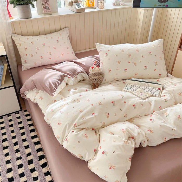 91家纺网 家纺一手货源 找家纺 夜笙家纺 2026新款古法水洗仿棉云感四件套 星星崽