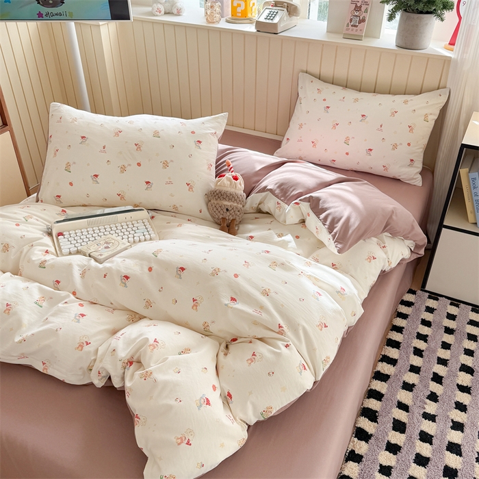 91家纺网 家纺一手货源 找家纺 夜笙家纺 2026新款古法水洗仿棉云感四件套 星星崽