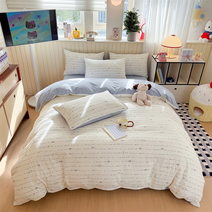 91家纺网 家纺一手货源 找家纺 夜笙家纺 2026新款古法水洗仿棉云感四件套 鱼梦