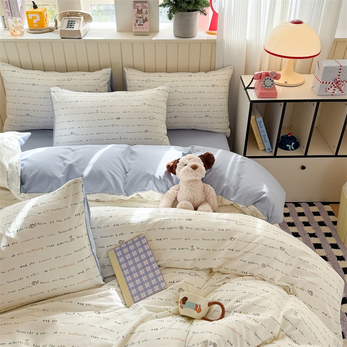 91家纺网 家纺一手货源 找家纺 夜笙家纺 2026新款古法水洗仿棉云感四件套 鱼梦