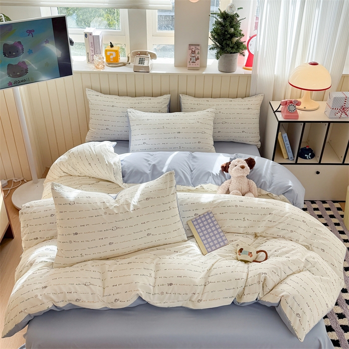 91家纺网 家纺一手货源 找家纺 夜笙家纺 2026新款古法水洗仿棉云感四件套 鱼梦