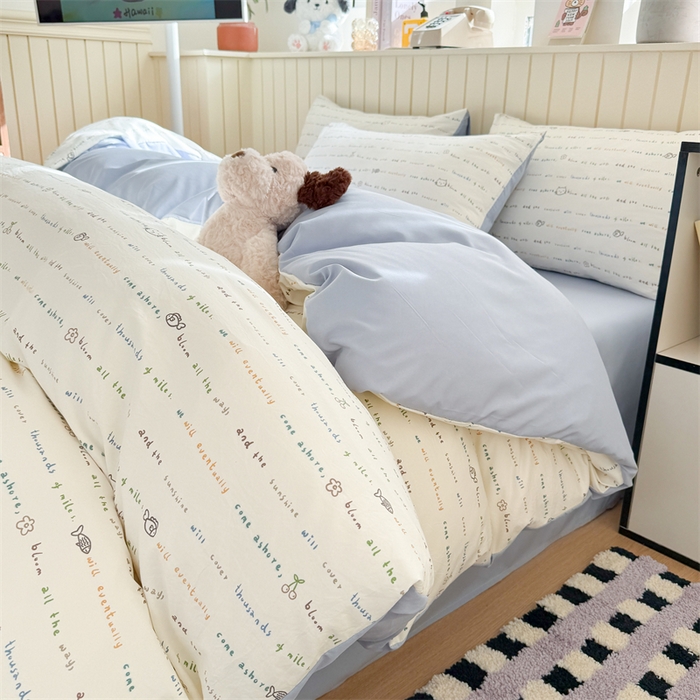 91家纺网 家纺一手货源 找家纺 夜笙家纺 2026新款古法水洗仿棉云感四件套 鱼梦