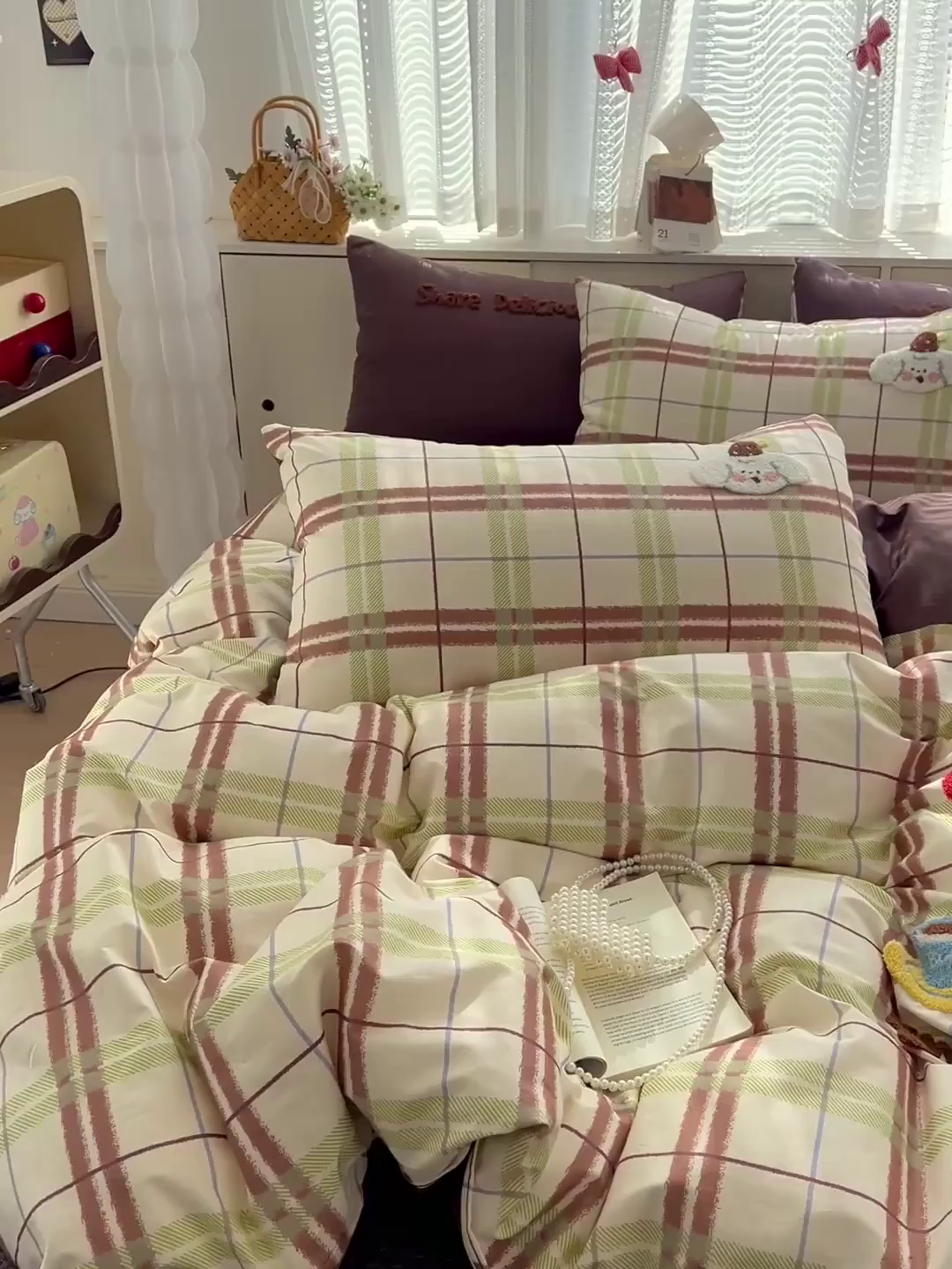 91家纺网 家纺一手货源 找家纺 鑫喜莱家纺 2026新款全棉纯棉13372床盖款原创毛巾绣四件套 苹果小狗