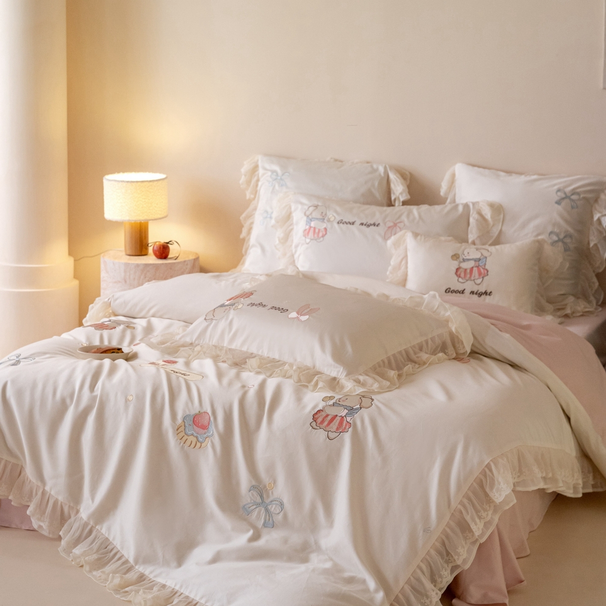 91家纺网 家纺一手货源 找家纺 （总）西西家居 2026春夏新款100s长绒棉纯棉四件套-半糖奶兔