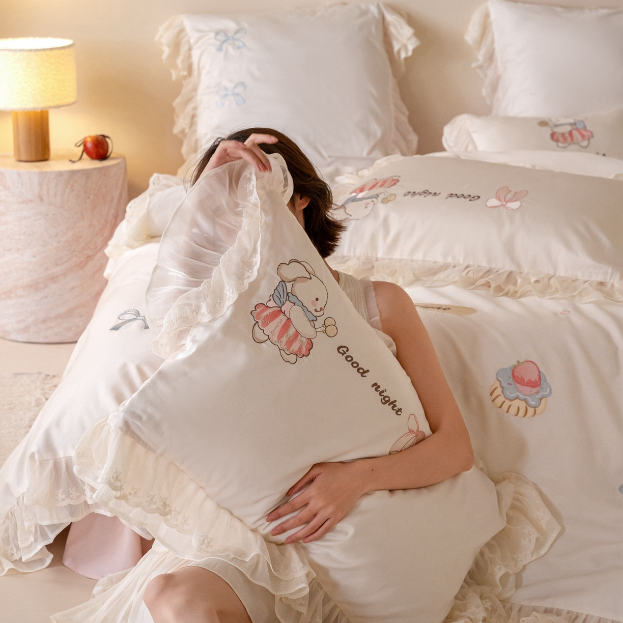 91家纺网 家纺一手货源 找家纺 （总）西西家居 2026春夏新款100s长绒棉纯棉四件套-半糖奶兔