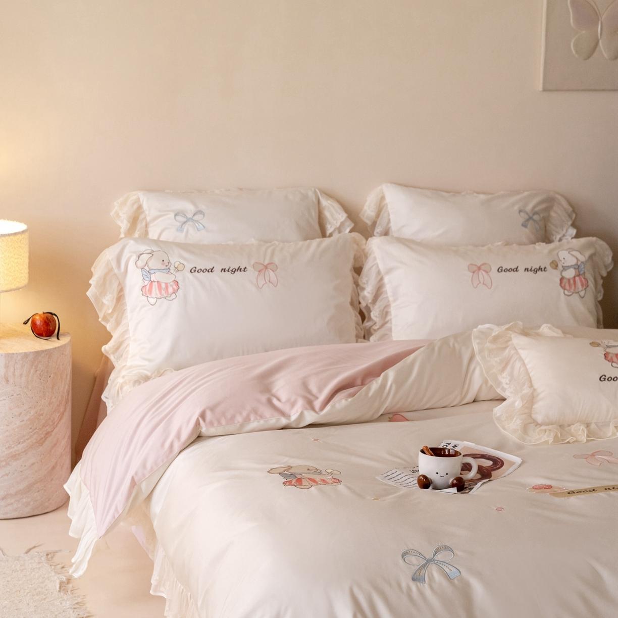 91家纺网 家纺一手货源 找家纺 （总）西西家居 2026春夏新款100s长绒棉纯棉四件套-半糖奶兔